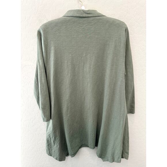 SOFT SURROUNDINGS | Mixed Button Sage Green Cotton Tunic Top | Size Medium - Picture 5 of 7